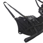 SUBBLIME - SET OF 3 PIECES BRA + THONG + LACE GARTER BLACK L/XL